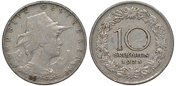 Австрия 10 грошей 1925 KM 2838 медно-никель 4163-314