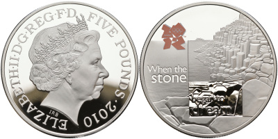 Великобритания 5 фунтов 2010 Елизавета II (1952-2022), XXX летние Олимпийские Игры в Лондоне в 2012, дорога гигантов KM 1152, Spink LO44 серебро PROOF 00-00