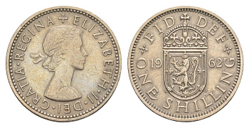 Великобритания 1 шиллинг 1962 Елизавета II (1952-2022), Шотландский герб KM 905, Spink 4148 медно-никель 4638-443