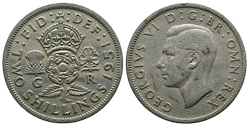 Великобритания 2 шиллинга (флорин) 1951 Георг VI (1936-1952) KM 878, Spink 4107 медно-никель 4607-722