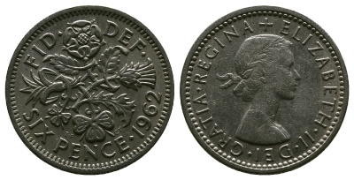 Великобритания 6 пенсов 1962 Елизавета II (1952-2022) KM 903, Spink 4149 медно-никель 4381-739