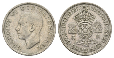 Великобритания 2 шиллинга (флорин) 1948 Георг VI (1936-1952) KM 865, Spink 4102 медно-никель 4663-252