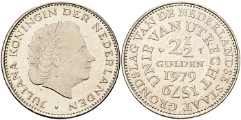 Нидерланды 2 1/2 гульдена 1979 400 лет Утрехтскому союзу, Юлиана (1949-1980) KM 197 никель 4587-945