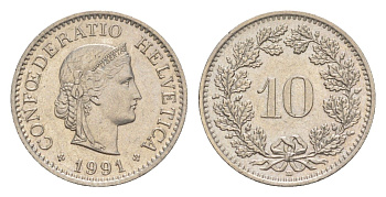 Швейцария 10 раппенов 1991 B KM 27 медно-никель 4625-824