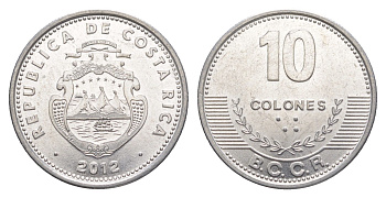 Коста-Рика 10 колонов 2012 KM 228b алюминий UNC 4642-914