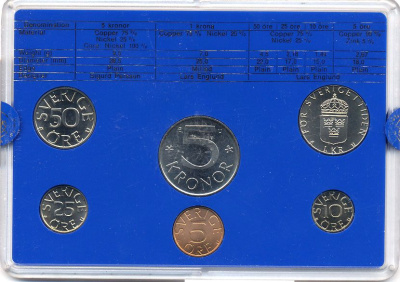 Швеция набор монетного двора из 6 монет 1983 в пластике, Карл XVI Густав (1973- ) KM MS27 UNC 5-4-2-63