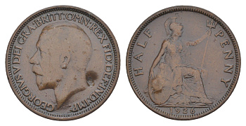 Великобритания 1/2 пенни 1926 Георг V (1910-1936) KM 824, Spink 4057 бронза 4638-452