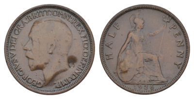 Великобритания 1/2 пенни 1926 Георг V (1910-1936) KM 824, Spink 4057 бронза 4638-452
