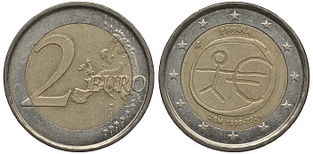 Испания 2 евро 2009 10 лет монетарной политики ЕС (EMU) и введения евро KM 1142 биметалл 4388-1112