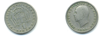 Греция 1 драхма 1954 Павел I (1947-1964) KM 81 медно-никель 80-247