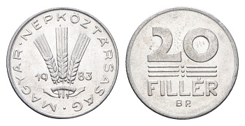 Венгрия 20 филлеров 1983 BP KM 573 алюминий 4664-1162