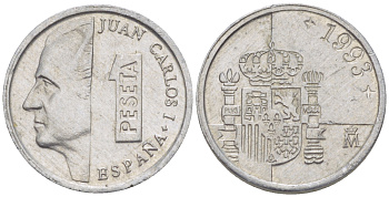 ИСПАНИЯ 1 ПЕСЕТА 1993 ХУАН КАРЛОС I ( 1975-) KM 832 алюминий 4181-1053