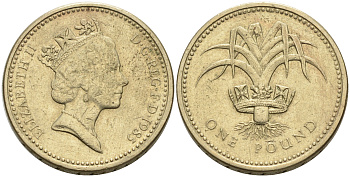 Великобритания 1 фунт 1985 Елизавета II (1952-2022) KM 941, Spink 4331 никель латунь 4563-1112