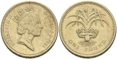 Великобритания 1 фунт 1985 Елизавета II (1952-2022) KM 941, Spink 4331 никель латунь 4563-1112