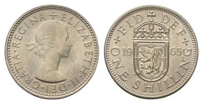 Великобритания 1 шиллинг 1965 Елизавета II (1952-2022), Шотландский герб KM 905, Spink 4148 медно-никель UNC 4121-937