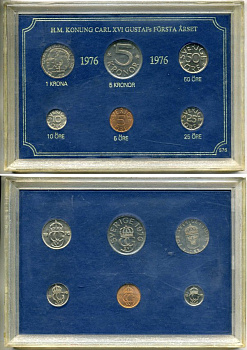 Швеция набор из 6 монет 1976 Карл XVI Густав (1973- ), в пластике, шведское описание KM MS 2 UNC 4-4-1-25