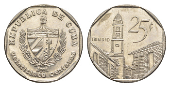 Куба 25 сентаво 2001 площадь в Тринидаде KM 577.2 сталь плакированная никелем UNC 4637-1115