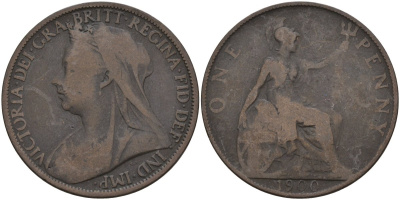 Великобритания 1 пенни 1900 Виктория (1837-1901) KM 790, Spink 3961 бронза 4144-726