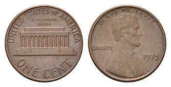 США 1 цент 1975 Линкольн KM 201 медь цинк 4696-1047