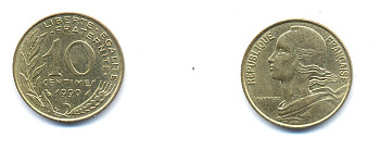 ФРАНЦИЯ 10 САНТИМОВ 1990 ТИП MARIANNE KM 929 медь алюминий никель 4379-943