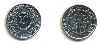 Нидерландские Антилы 10 центов 1991 Беатрикс (1980-2013) KM 34 никелированная сталь 46-1163