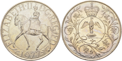 Великобритания 25 пенсов 1977 25 лет со дня коронации Елизаветы, Елизавета II (1952-2022) KM 894, Spink 4136 медно-никель 4552-614