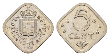Нидерландские Антильские острова (Нидерландские Антилы) 5 центов 1980 Юлиана (1948-1980) KM 13 медно-никель UNC 4675-845