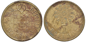 Португалия 5 эскудо 1988 KM 632 никель латунь 4142-1126