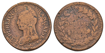 Франция 1 десим 1795-1800 KM 644 медь 69-1042