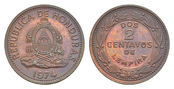 Гондурас 2 сентаво 1974 KM 78a сталь плакированная медью UNC 4644-247