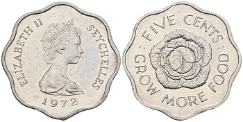 Сейшельские острова 5 центов 1972 FAO, цветок, Елизавета II KM 18 алюминий UNC 4588-644