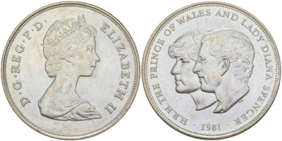 Великобритания 25 пенсов 1981 Королевская свадьба принца Чарльза и леди Дианы, Елизавета II (1952-2022) KM 925, Spink 4229 медно-никель 107-631