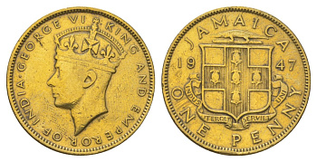 Ямайка 1 пенни 1947 KM 32 никель латунь 4628-542