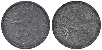 Богемия и Моравия 50 геллеров 1944 германский протекторат KM 3 цинк 4119-1257