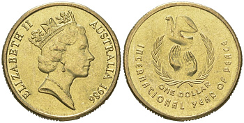 Австралия 1 доллар 1986 Международный год мира KM 87 алюминиевая бронза UNC 4620-713