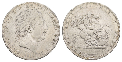 Великобритания 1 крона 1819 Георг III (1760-1820) KM 675, Spink 3787 серебро 4044-211