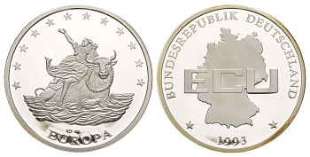 Германия 1 экю 1993 Похищения Европы серебро PROOF 1083-5-53