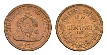 Гондурас 1 сентаво 1957 KM 77.2 бронза UNC 4649-762