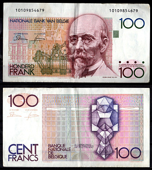 Бельгия 100 франков ND (1982-1994) Pick 142 a (2) бумага 7217-21-3-2