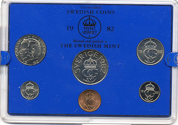ШВЕЦИЯ НАБОР ИЗ 6 МОНЕТ 1982 04-062-82