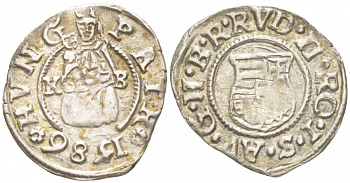 Венгрия 1 денар 1586 Рудольф II Габсбург (1576-1612), мадонна с младенцем серебро 413-2243