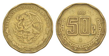 Мексика 50 сентаво 1996 KM 549 алюминиевая бронза 4649-858