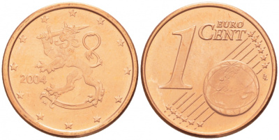 ФИНЛЯНДИЯ 1 ЕВРОЦЕНТ 2004 KM 98 сталь плакированная медью UNC 3457-1159