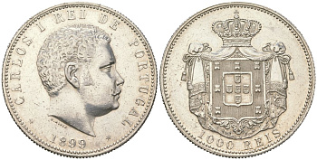 Португалия 1000 реалов 1899 Карлуш I (1889-1908) KM 540 серебро 1530-814