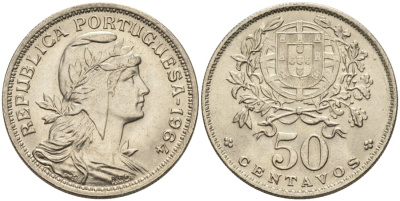 Португалия 50 сентаво 1964 KM 577 медно-никель 4571-936