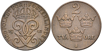 Швеция 2 эре 1941 Густав V (1907-1950) KM 778 бронза 68-1235