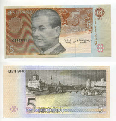 Эстония 5 крон 1994 Pick 76a Сергеев 12 бумага UNC (пресс) 6287-29-1-1
