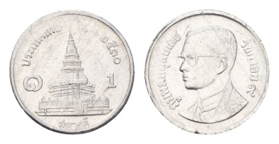 Таиланд 1 сатанг 1987 ВЕ 2530, Рама IX (1946-2016) Y 186 алюминий UNC 44-1045