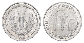 Западная Африка (BCEAO) 1 франк 1975 KM 3.1 алюминий UNC 4654-531