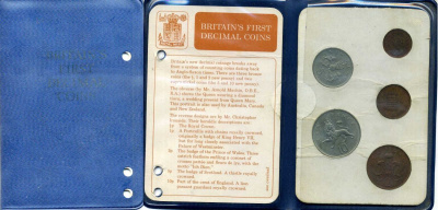 Великобритания набор из 5 монет (1/2, 1, 2, 5 и 10 пенсов) 1968-1971 UNC 4-3-2-34